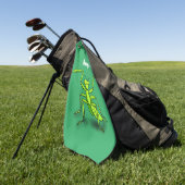 Funny green praing mantis cartoon illustratie golfhanddoek (Groen)