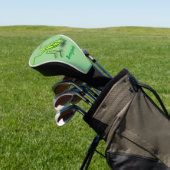 Funny green praing mantis cartoon illustratie golfheadcover (Insitu)