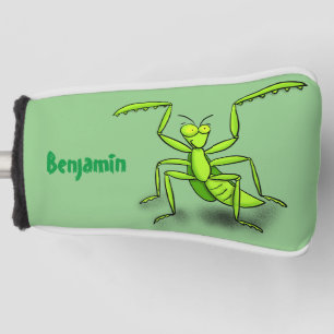 Funny green praing mantis cartoon illustratie golfheadcover