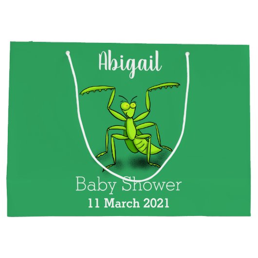 Funny green praing mantis cartoon illustratie groot cadeauzakje (Achterkant)
