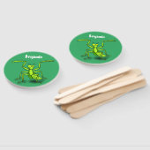 Funny green praing mantis cartoon illustratie handwaaier (Niet-gemonteerd)