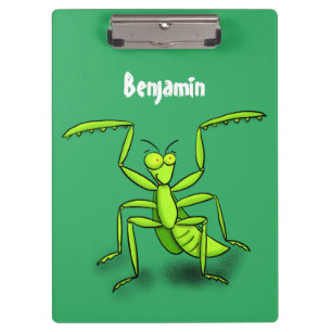 Funny green praing mantis cartoon illustratie klembord