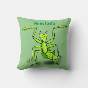 Funny green praing mantis cartoon illustratie kussen