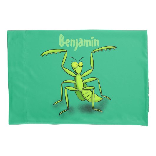 Funny green praing mantis cartoon illustratie kussensloop (Voorkant)