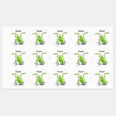 Funny green praing mantis cartoon illustratie labels (Vel)
