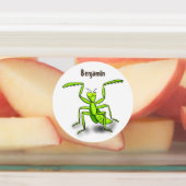 Funny green praing mantis cartoon illustratie labels (Aangebracht)