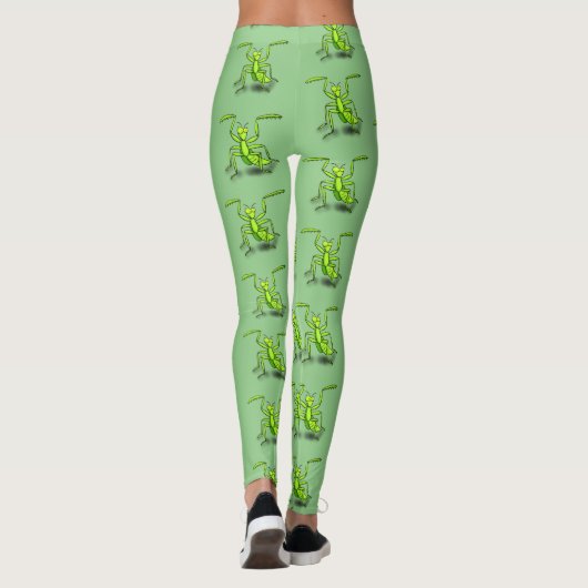 Funny green praing mantis cartoon illustratie leggings (Achterkant)