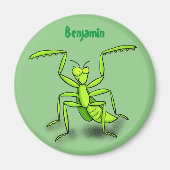 Funny green praing mantis cartoon illustratie magneet (Voorkant)