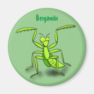 Funny green praing mantis cartoon illustratie magneet