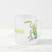 Funny green praing mantis cartoon illustratie matglas koffiemok (Voorkant rechts)