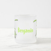 Funny green praing mantis cartoon illustratie matglas koffiemok (Center)