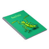 Funny green praing mantis cartoon illustratie notitieboek (Rechterzijde)