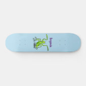 Funny green praing mantis cartoon illustratie persoonlijk skateboard (Horizontaal)