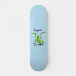 Funny green praing mantis cartoon illustratie persoonlijk skateboard
