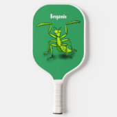 Funny green praing mantis cartoon illustratie pickleball paddle (Achterkant)