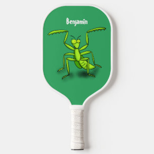 Funny green praing mantis cartoon illustratie pickleball paddle