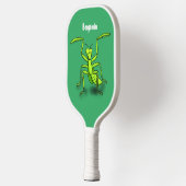 Funny green praing mantis cartoon illustratie pickleball paddle (Links)