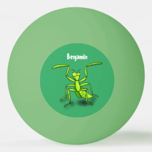 Funny green praing mantis cartoon illustratie pingpongbal