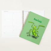 Funny green praing mantis cartoon illustratie planner (Display)