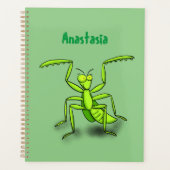 Funny green praing mantis cartoon illustratie planner (Voorkant)