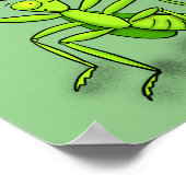 Funny green praing mantis cartoon illustratie poster (Hoek)