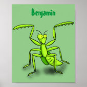 Funny green praing mantis cartoon illustratie poster (Voorkant)