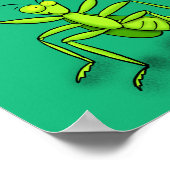 Funny green praing mantis cartoon illustratie poster (Hoek)