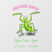 Funny green praing mantis cartoon illustratie raamsticker (Vel)