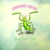 Funny green praing mantis cartoon illustratie raamsticker (Vel 3)