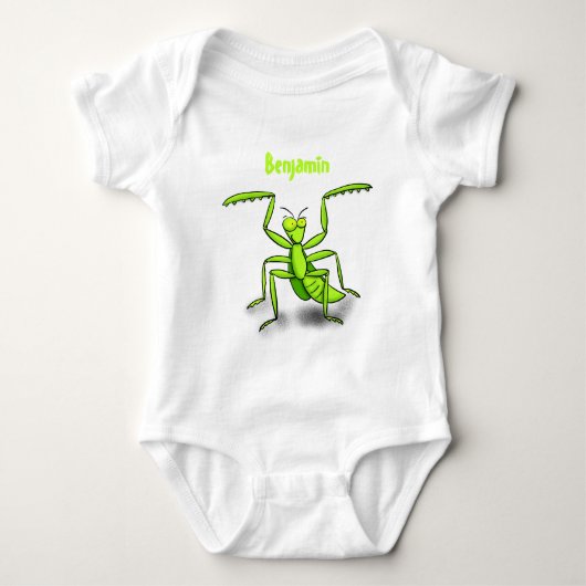 Funny green praing mantis cartoon illustratie romper (Voorkant)