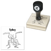 Funny green praing mantis cartoon illustratie rubberstempel (Gestempeld)