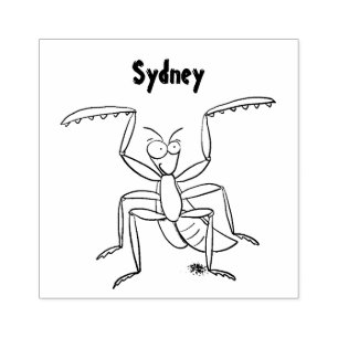 Funny green praing mantis cartoon illustratie rubberstempel
