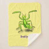 Funny green praing mantis cartoon illustratie sherpa deken (Voorkant)