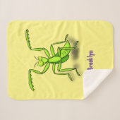 Funny green praing mantis cartoon illustratie sherpa deken (Voorkant (horizontaal))