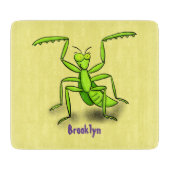 Funny green praing mantis cartoon illustratie snijplank (Voorkant)