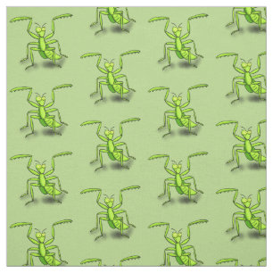 Funny green praing mantis cartoon illustratie stof