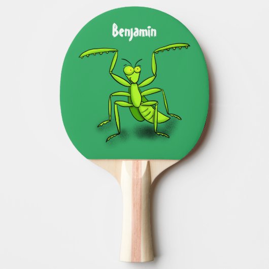 Funny green praing mantis cartoon illustratie tafeltennisbatje