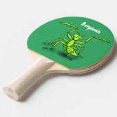 Funny green praing mantis cartoon illustratie tafeltennisbatje (Voorkant Gekanteld)