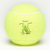 Funny green praing mantis cartoon illustratie tennisballen (Achterkant)
