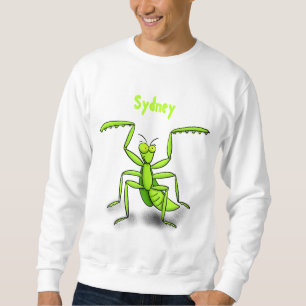 Funny green praing mantis cartoon illustratie trui