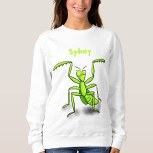 Funny green praing mantis cartoon illustratie trui
