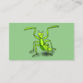 Funny green praing mantis cartoon illustratie visitekaartje (Achterkant)