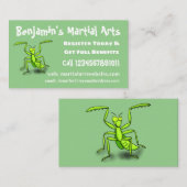 Funny green praing mantis cartoon illustratie visitekaartje (Voorkant / Achterkant)