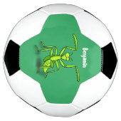 Funny green praing mantis cartoon illustratie voetbal (Gedraaid)