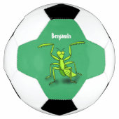 Funny green praing mantis cartoon illustratie voetbal (Voorkant)