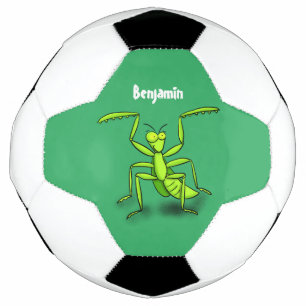 Funny green praing mantis cartoon illustratie voetbal