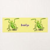 Funny green praing mantis cartoon illustratie yogamat (Achterkant (horizontaal))