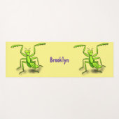 Funny green praing mantis cartoon illustratie yogamat (Voorkant (horizontaal))