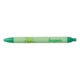 Funny green praing mantis cartoon illustratie zwarte inkt pen