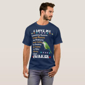 Funny Green Quaker Shirt I Love Quaker Parrot (Voorkant volledig)
